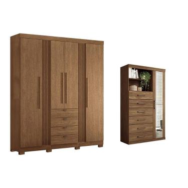 Imagem de Guarda Roupa +cômoda 2 Peças Qc291 Jatobá - Santos Andirá