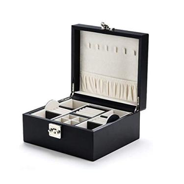 Imagem de Caixa de armazenamento de joias organizadora de couro porta-joias caixa de armazenamento bandeja de exibição (cor: D) (D)