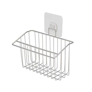 Imagem de HHHJQFAAT Prateleira de aço inoxidável, filtro de pia de cozinha, cesta de malha, banheiro, prateleira de drenagem montada na parede, prateleira de esponja de cozinha