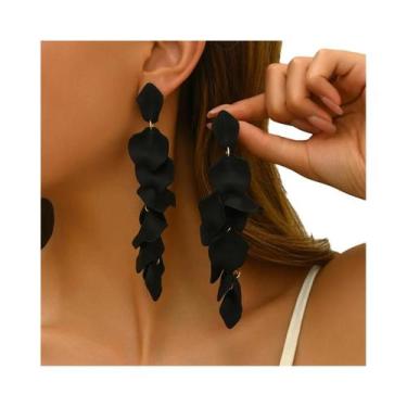 Imagem de Brincos Longos De Acrílico Em Forma De Pétala Vermelha Para Mulheres, 