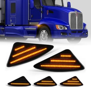 Imagem de NEIFILES Luzes de LED laterais compatíveis com semi caminhões Kenworth T660 T170 T270 T370 2008-2021, luzes de seta dinâmicas, lentes fumê plug&Play, à prova d'água