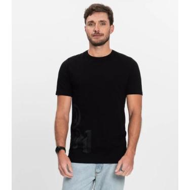 Imagem de Camiseta Masculina Manga Curta Meia Malha Diametro Preto, GG, Preto