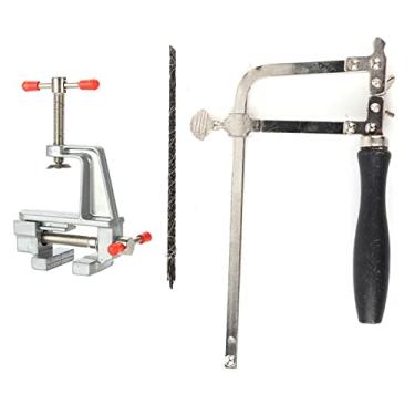 Imagem de Kit de ferramentas para alça de serra de joias, moldura de serra para joalheiros 12 lâminas e mini torno de bancada com pinça para fazer joias DIY ferramenta de artesanato