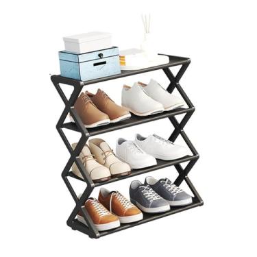 Imagem de Suporte para Sapatos Dobrável de 4 Andares Organizador Armazenamento Vertical Economizador Espaço Montagem Sem Ferramentas Solução Resistente em Múltiplos Guarda-Roupa Corredor Entrada e Quarto