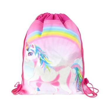 Imagem de Mochila Infantil De Unicórnio Em TNT Com Cordão, Sacola De Armazenamen