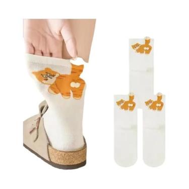 Imagem de Meias De Algodão 3D De Gato Preto E Branco, Respiráveis E Macias, Novi