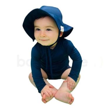 Imagem de Kit Camiseta Manga Longa e Chapéu de praia piscina proteção uv infanti
