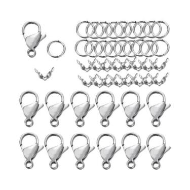 Imagem de Conjunto De 80 Peças De Fechos Lagosta E Argolas De Aço Inoxidável Par