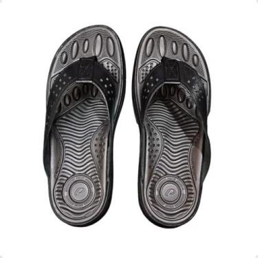 Imagem de Chinelo Masculino Em Couro Dedo Pegada Preto, Preto, 42