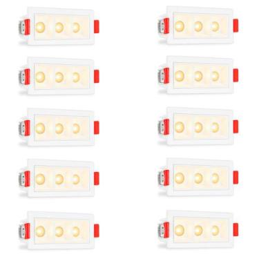 Imagem de 10 Mini Spot Downlight Triplo Embutir Pontual Led Sala Bet90 - Bet90ki
