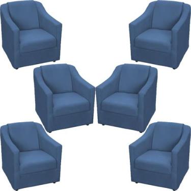 Imagem de Kit 6 Poltronas Decorativa Para Sala Recepção Manicure Barbearia Escri