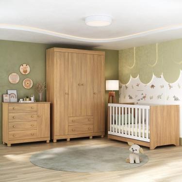 Imagem de Quarto De Bebê Completo Com Berço Americano 3 Em 1 Allegra Multimóveis MP4582 Madeirado