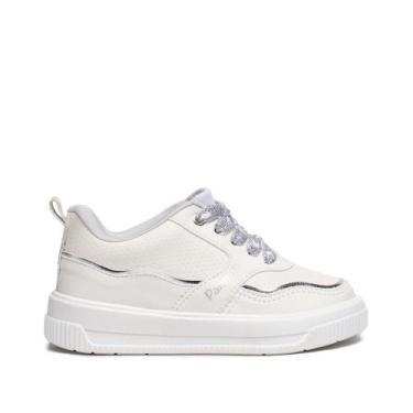 Imagem de Tênis Infantil Pampili Napa Casual Branco/Prata, Branco, Prata, 30