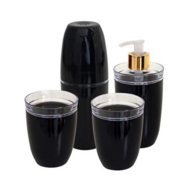 Imagem de Conjunto organizadores de bancada de lavabo com porta escovas, dispens