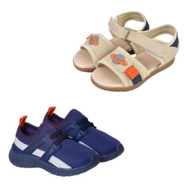Imagem de Kit 2 Pares Tenis Infantil Sandalia Papete Menino Planeta - Mimoflex, 