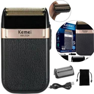 Imagem de Barbeador Kemei 2024 com Tela Extra Marrom, Bivolt