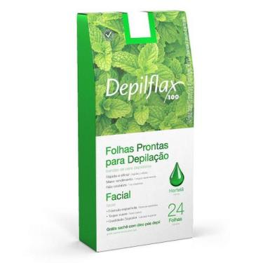 Imagem de Folhas Prontas Faciais Depilflax com Óleo de Hortelã - 24 Unidades