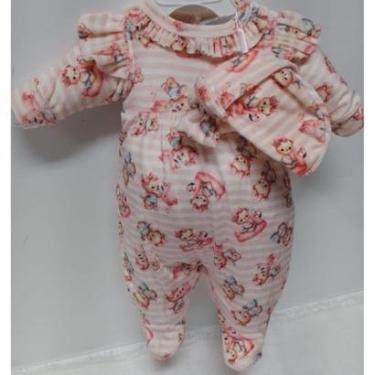 Imagem de Macacão Bebê Menina PLush Luxo Ursinhos + Touca Lessa 9372-Feminino