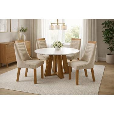 Imagem de Sala de Jantar redonda 4 Cadeiras 1,10 Dalla -Domus Móveis