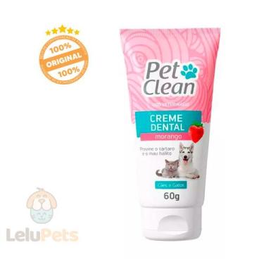 Imagem de Creme Dental Pet Clean Sabor Morango para Cães e Gatos 60 g