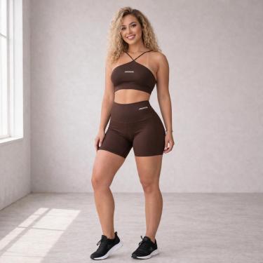 Imagem de CONJUNTO AYLA Top em V e Short Curto, Feminino, Academia-Feminino