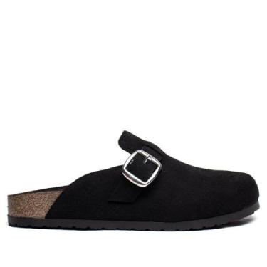 Imagem de Mule Feminino Beira Rio Camurção Fivela Casual Preto, Preto, 38