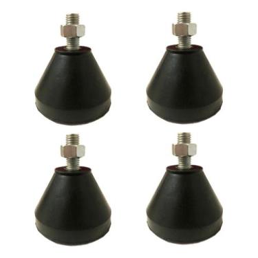 Imagem de Kit 04 Pçs Amortecedor Pé Nivelador Sapata Borracha M12 Carga 600 Kg -