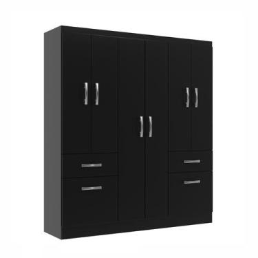 Imagem de Guarda Roupa New Hércules Casal 8 Portas 2 Gavetas Evidencia Cor Preto