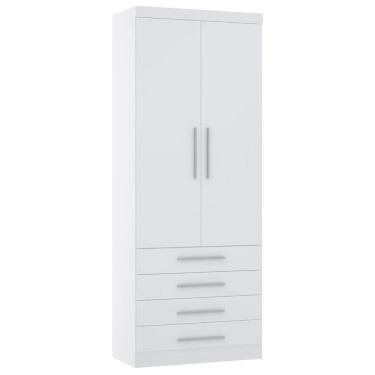 Imagem de Guarda Roupa Modulado 90cm 2 Portas 4 Gavetas Taiga Branco L01 - Mpozenato