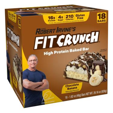 Imagem de Barras de proteína Fit Crunch Snack Snack, chocolate e banana, 18x60g-Unissex