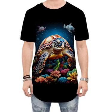 Imagem de Camiseta Longline de Tartaruga Marinha Desenhada 6 - Kasubeck Store®, 