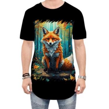 Imagem de Camiseta Longline Raposa na Floresta Fofa Desenhada 2 - Kasubeck Store
