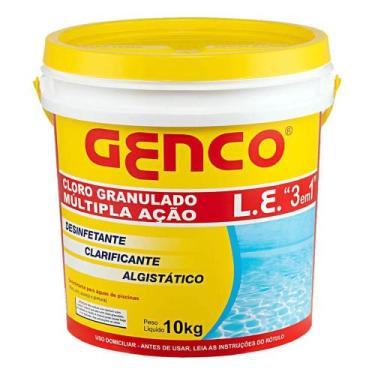 Imagem de Cloro Granulado 3 em 1 Genco 10 kg Desinfetante Clarificante