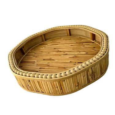 Imagem de Centro de Mesa em Fibra Natural Traçada com Madeira