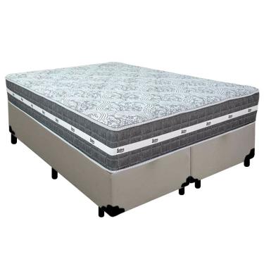 Imagem de Cama Box Casal Bipartido Sintético + Colchão Anjos Black Graphite Molas Ensacadas 138x1...