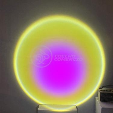 Imagem de Mini Ring Light Sunset Projetor Smart Tech para Decoração com Luz Colorida USB 5V 5W Amarelo