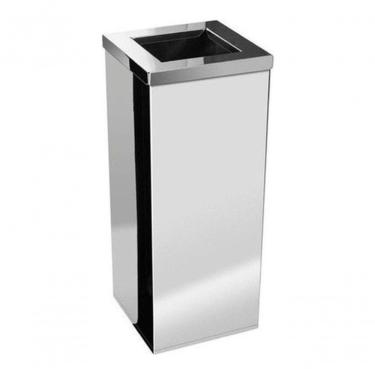 Imagem de Lixeira Inox Quadrada com Aro 36L em Aço Inox com Estrutura para Ambiente Residencial Inox