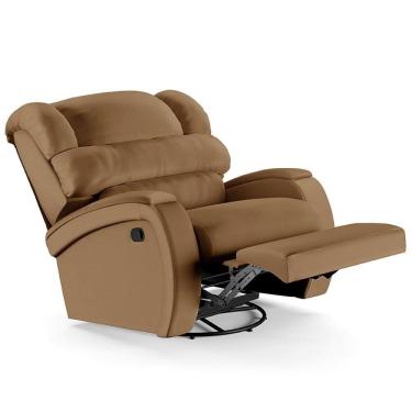 Imagem de Poltrona Do Papai Reclinável Kalie Glider Giratória Massagem Fh9 Pu Caramelo - Mpozenato