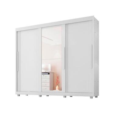Imagem de Guarda-roupa Casal com Espelho 5 Gavetas 3 Portas de Correr Móveis Lan