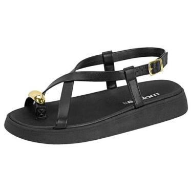 Imagem de Sandália Feminina Flatform Conforto Tira de Dedão Moleca, Preto, 37