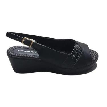 Imagem de Sandália Anabela Piccadilly Slingback 540327, Preto, 36