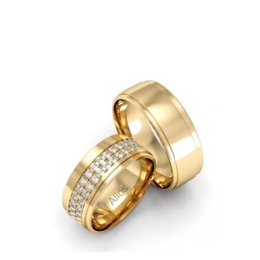 Imagem de Par de aliança ESPLENDOR em ouro 18k - Allos Joalheria