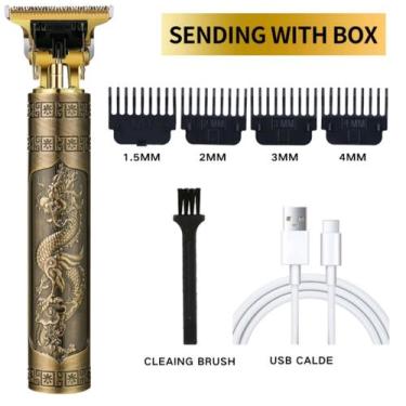 Imagem de Aparador De Cabelo e Barba Elétrico USB Retro Profissional Vintage T9