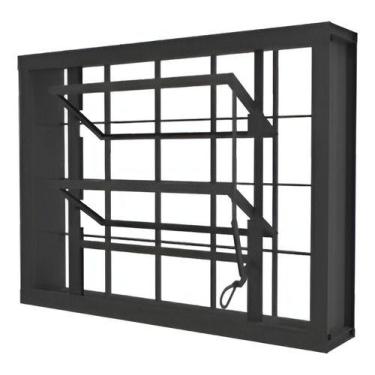 Imagem de Janela Basculante Banheiro Grade Quadric 60x40cm Zarcão Aço Zarcão Cin