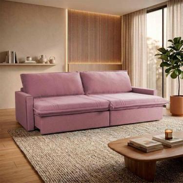 Imagem de Sofá Cama Baú Ravello Sem Caixa 2,76m Linho Rose 3 Lugares - King Hous