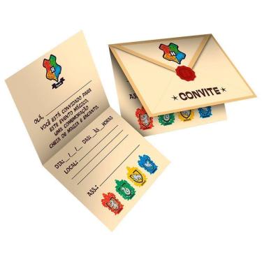 Imagem de Convite de Aniversário Harry Potter Kids Papel Offset 8 Unidades Festcolor