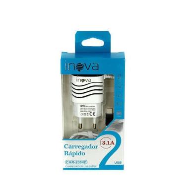 Imagem de Carregador Rápido Smart 3.1A Tipo C Com 2 Saídas USB Branco CAR-2084D 