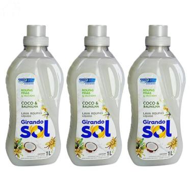 Imagem de Kit 3 Lava Roupas Líquido Girando Sol 1 Litro Fragrancias:Coco e Bauni