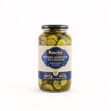 Imagem de Pepino Agridoce Conserva Hambúrguer Kremer Rodela 840g Fatiado Gourmet
