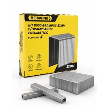 Imagem de Kit 5000 Grampos 22mm Grampeador Pneumatico Bateria Eletrico - RR CASA